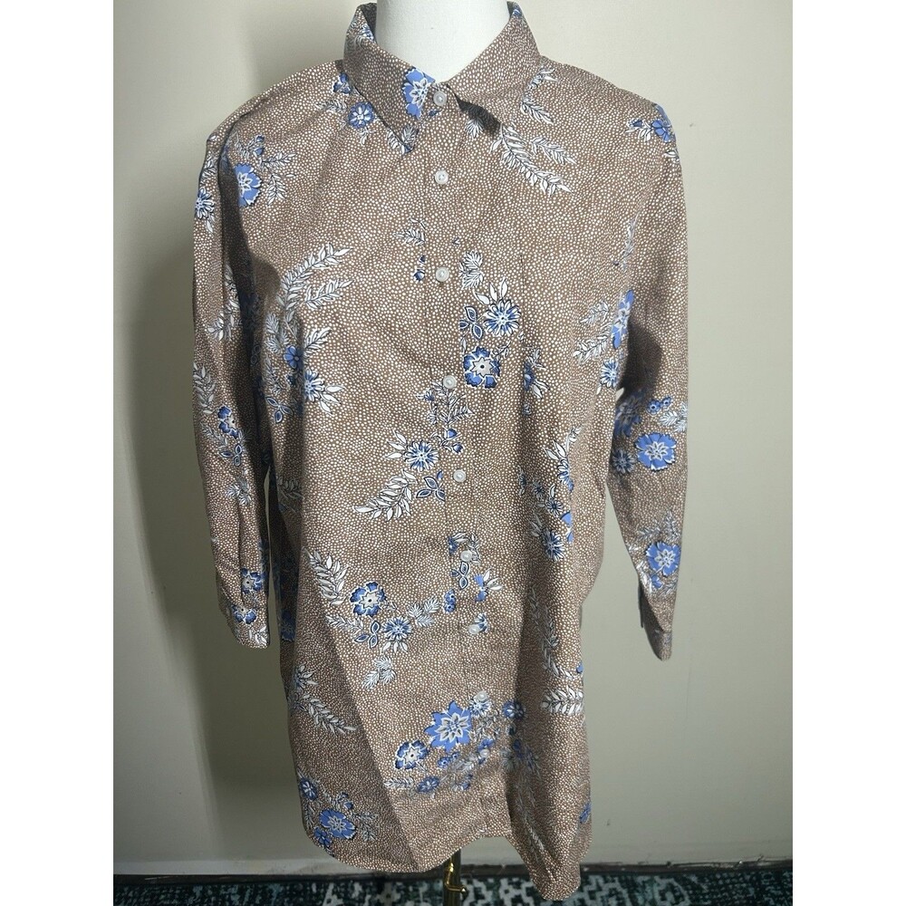 Lands End Women's Button Up Blouse Size 16 Multicolor Floral 319